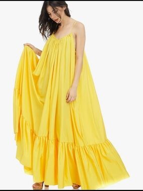 NWT Flowy Yellow Maxi Sundress   Spaghetti Strap Maxi Rideau Dress
